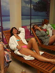 Photo shoots from mature sauna relaxing